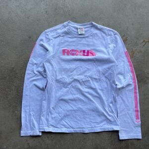 Y2K Roxy Quiksilver pink and white long sleeve size S